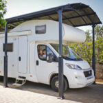 Carport 1 voiture gris aluminium et polycarbonate 31m² Arcadia Alpine 8500 - Auvent