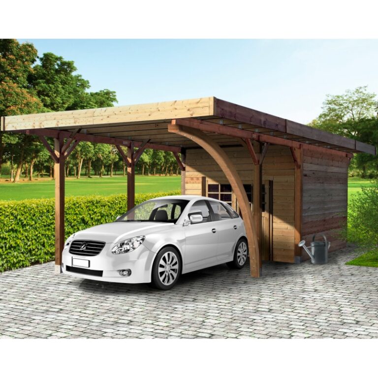 Carport 28m² en bois traité autoclave avec espace de rangement - SOLID