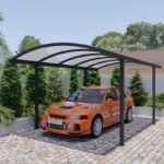Carport 300x600cm en aluminium gris anthracite avec poteaux H210cm LUMINAR - Essency