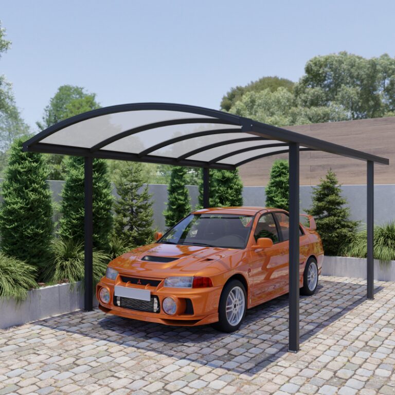 Carport 300x600cm en aluminium gris anthracite avec poteaux H210cm LUMINAR - Essency