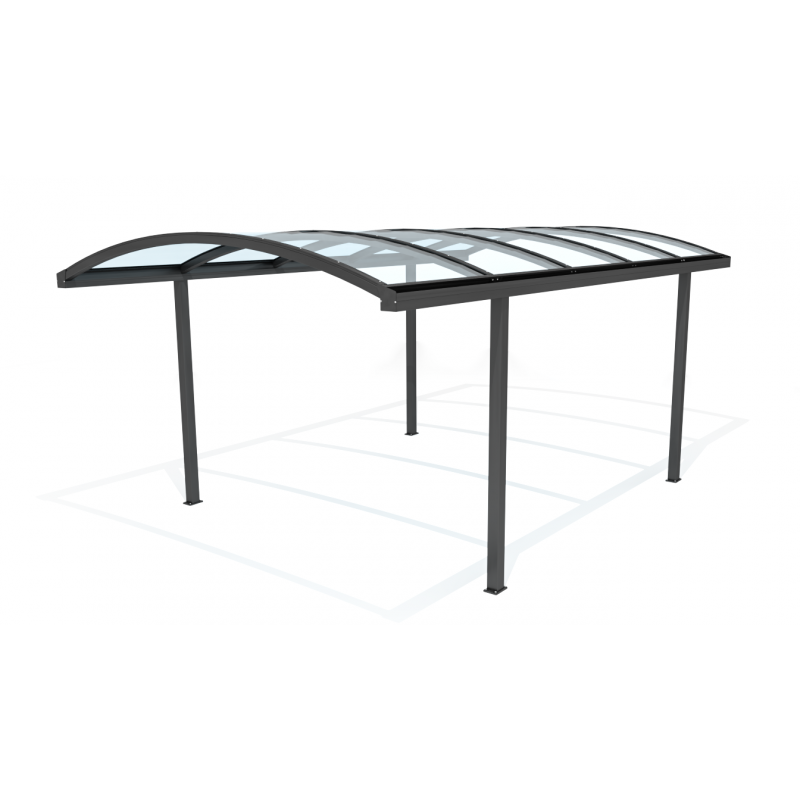 Carport 300x600cm en aluminium gris anthracite avec poteaux H210cm LUMINAR - Essency