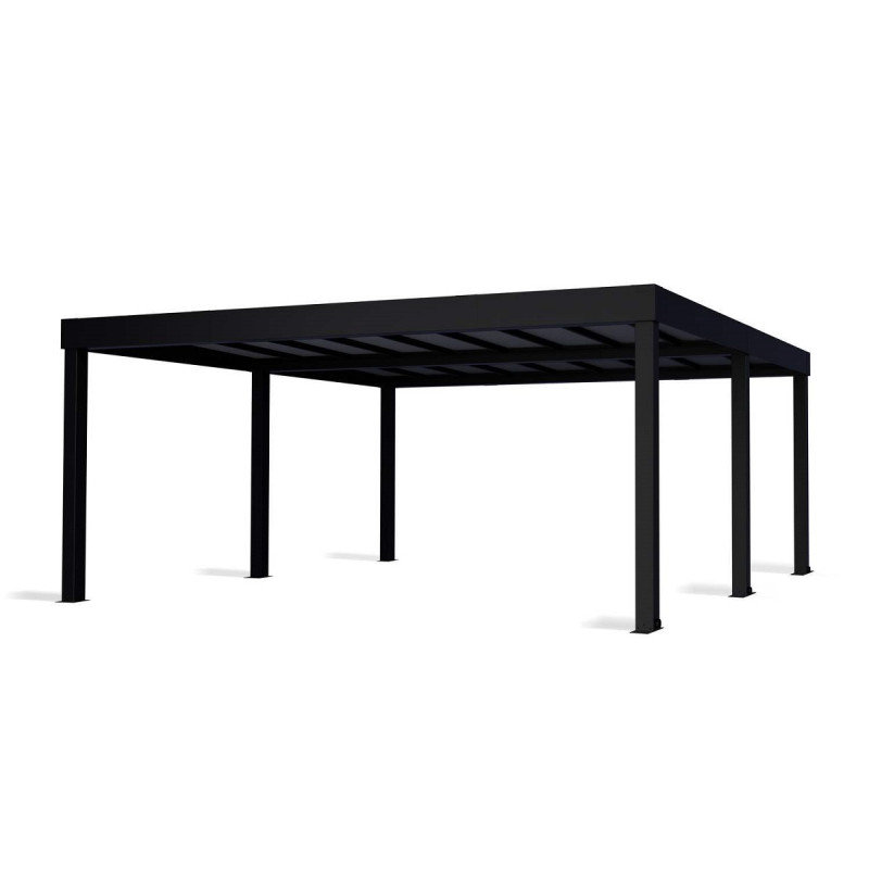 Carport 36,2m² en aluminium noir et polycarbonate 10mm Oslo - Canopia by Palram