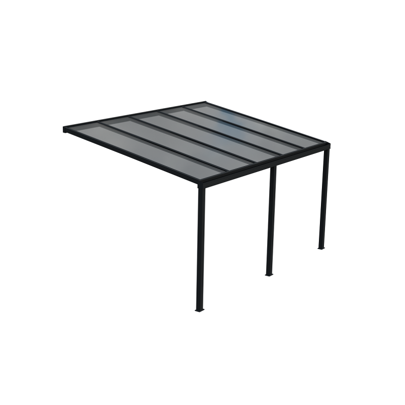 Carport adossé 300x500cm en aluminium gris anthracite H260cm avec 3 poteaux MIRABOU - Essency