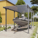 Carport camping-car en aluminium anthracite et polycarbonate Hegoa 20 - TRIGANO