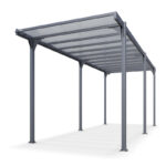 Carport camping-car en aluminium anthracite et polycarbonate Hegoa 25 - TRIGANO