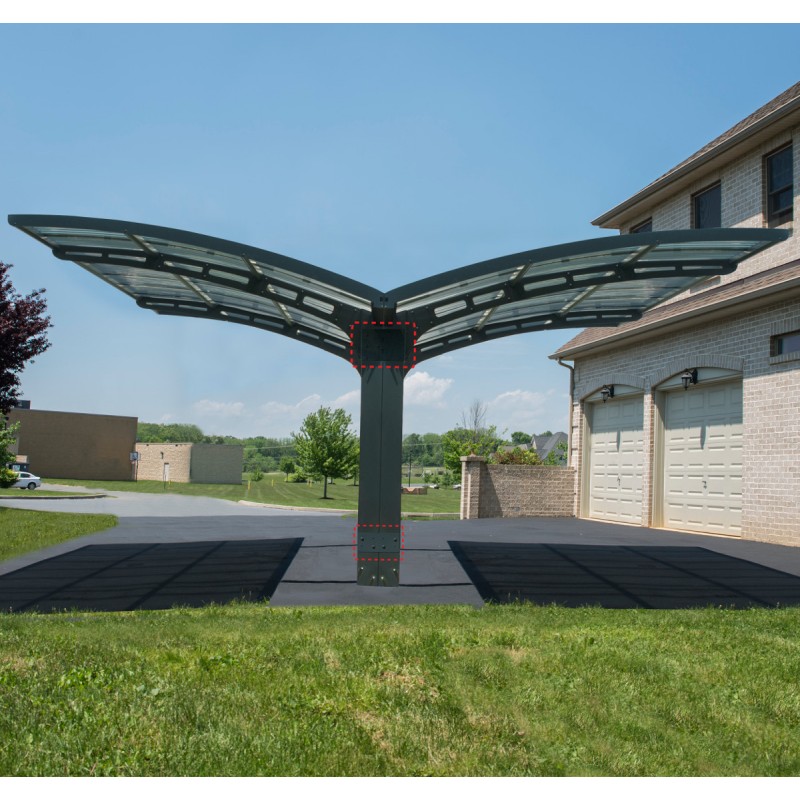 Carport double en alu gris et polycarbonate Arizona Breeze 5000 Palram - Canopia