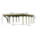 Carport double en bois autoclave 50,9m², toit en acier et poteau en arc – KARIBU