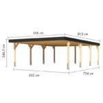 Carport double en bois lamellé-collé 40m² Leimholz 2 – KARIBU