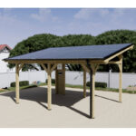 Carport double monopente 16,05m² en bois brut et toit solaire - HABRITA