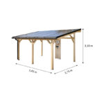 Carport double monopente 16,05m² en bois brut et toit solaire - HABRITA