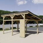 Carport double monopente 16,05m² en bois brut et toit solaire - HABRITA