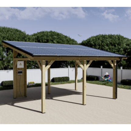 Carport double monopente 16,05m² en bois brut et toit solaire - HABRITA