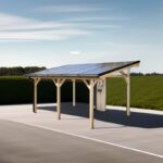 Carport double monopente 16,05m² en bois brut et toit solaire - HABRITA