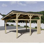 Carport double monopente 16,05m² en bois brut et toit solaire - HABRITA
