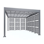 Carport double pente LIBECCIO 16m² en alu anthracite et polycarbonate + 8 panneaux – Trigano