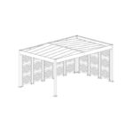 Carport double pente LIBECCIO 16m² en alu anthracite et polycarbonate + 8 panneaux – Trigano