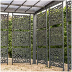 Carport double pente LIBECCIO 16m² en alu anthracite et polycarbonate + 8 panneaux – Trigano
