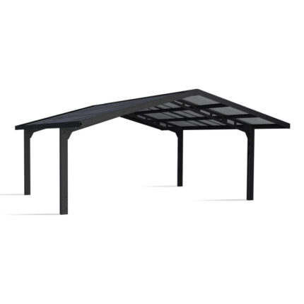 Carport double Sydney Apex 572x586cm en aluminium noir et polycarbonate - Canopia by Palram