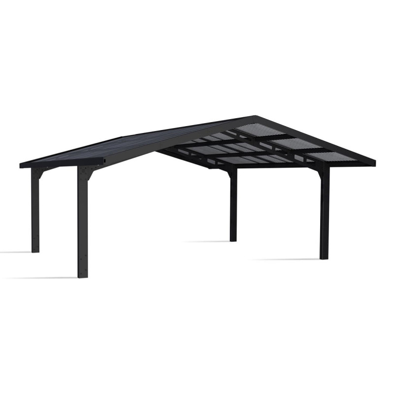 Carport double Sydney Apex 572x586cm en aluminium noir et polycarbonate - Canopia by Palram Carport double Sydney Apex 572x586cm en aluminium noir et polycarbonate - Canopia by Palram