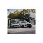 Carport double Sydney Apex 572x586cm en aluminium noir et polycarbonate - Canopia by Palram