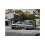 Carport double Sydney Apex 572x586cm en aluminium noir et polycarbonate - Canopia by Palram