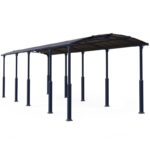 Carport en alu gris et polycarbonate 1 voiture 38,7m² Arcadia Alpine 10600 - Canopia
