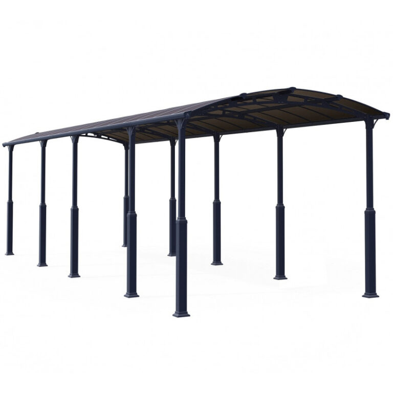 Carport en alu gris et polycarbonate 1 voiture 38,7m² Arcadia Alpine 10600 - Canopia