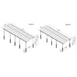Carport en alu gris et polycarbonate 1 voiture 38,7m² Arcadia Alpine 10600 - Canopia