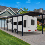 Carport en alu gris et polycarbonate 1 voiture 46,3m² Arcadia Alpine 12700 - Canopia