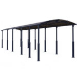 Carport en alu gris et polycarbonate 1 voiture 46,3m² Arcadia Alpine 12700 - Canopia