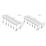 Carport en alu gris et polycarbonate 1 voiture 46,3m² Arcadia Alpine 12700 - Canopia