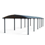 Carport en alu gris et polycarbonate 46,3m² Arcadia™ 12700 – Canopia