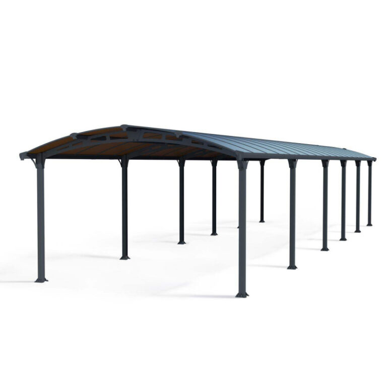 Carport en alu gris et polycarbonate 46,3m² Arcadia™ 12700 – Canopia