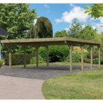 Carport en bois autoclave 40,2m² et toit en acier – KARIBU