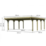 Carport en bois autoclave 40,2m² et toit en acier – KARIBU