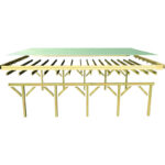 Carport en bois autoclave 40,2m² et toit en acier – KARIBU