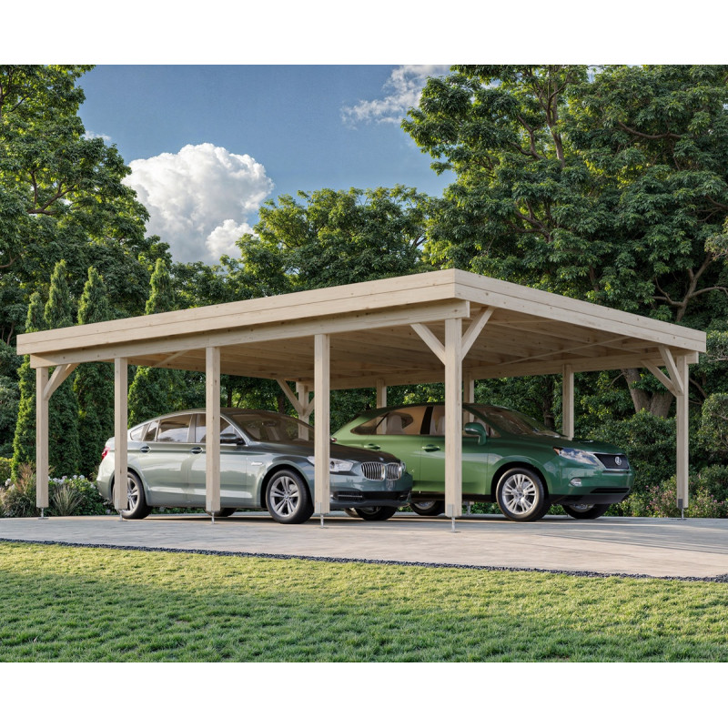 Carport en bois brut 40,6m² Karl - 2 voitures - Palmako Carport en bois brut 40,6m² Karl - 2 voitures - Palmako
