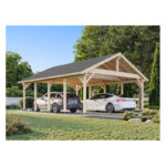 Carport en bois brut 40,6m² Robert - 2 voitures - Palmako