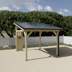 Carport monopente 12,18m² en bois brut et toit solaire - HABRITA