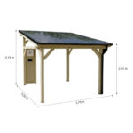 Carport monopente 12,18m² en bois brut et toit solaire - HABRITA
