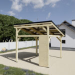 Carport monopente 12,18m² en bois brut et toit solaire - HABRITA