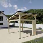 Carport monopente 12,18m² en bois brut et toit solaire - HABRITA