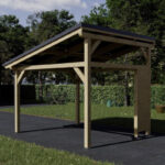 Carport monopente 12,18m² en bois brut et toit solaire - HABRITA