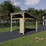 Carport monopente 12,18m² en bois brut et toit solaire - HABRITA
