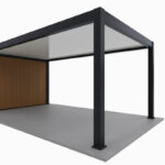Carport simple 15m² en aluminium anthracite et toit en acier avec abri de 6m² - Ombrea