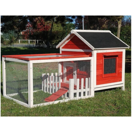 Clapier d’extérieur en bois - L145xP74xH82cm - Corail - Cottage Animals - Lifland