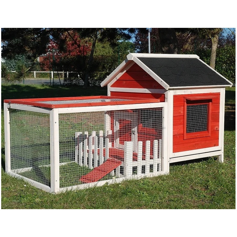 Clapier d’extérieur en bois - L145xP74xH82cm - Corail - Cottage Animals - Lifland Clapier d’extérieur en bois - L145xP74xH82cm - Corail - Cottage Animals - Lifland