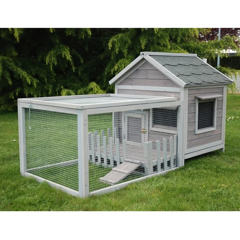 Clapier d’extérieur en bois - L145xP74xH82cm - Gris - Cottage Animals - Lifland