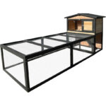 Clapier d'extérieur en bois FSC thermo-traité 101x55x100cm + extension grillagée - Shelty Pet