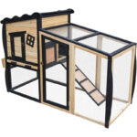Clapier d'extérieur en bois FSC thermo-traité avec doublure chaude 153x64,5x103,5cm - Shelty Pet